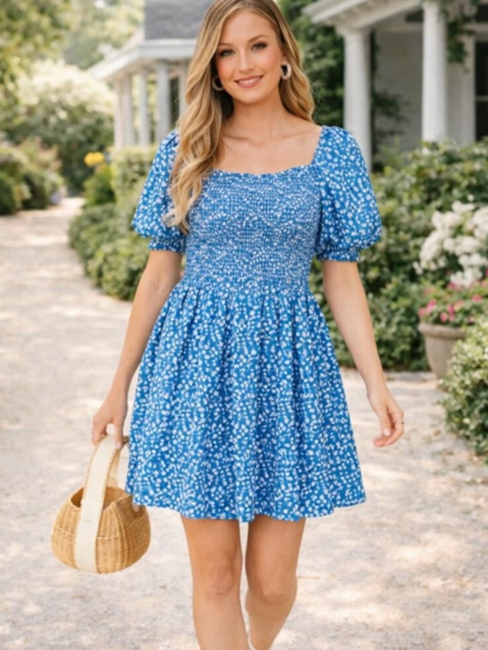 Hyacinth House Hyacinth House Blue Ditsy Floral Pai Mini Dress NWT Size Small